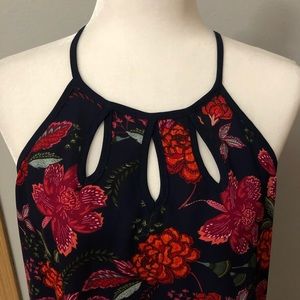 NWT Papermoon Navy Floral Print Top cute cutouts!